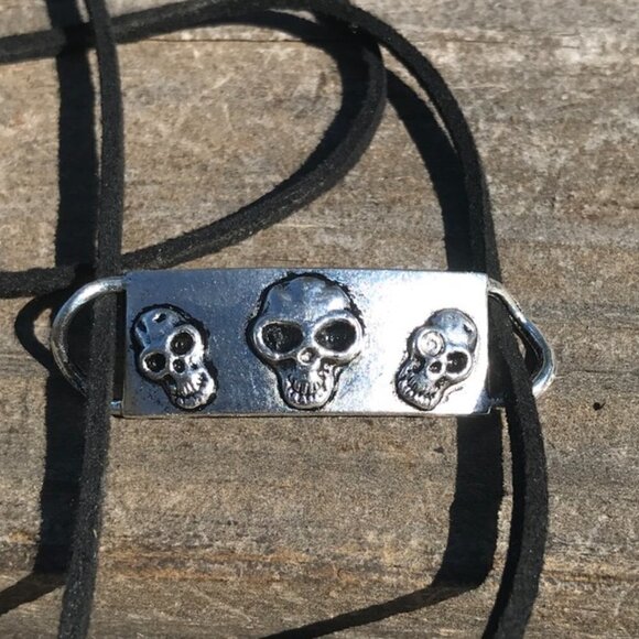 Tie Wrap Skull Silver Bracelet Cuff Yoga Boho Biker Gothic - Picture 3 of 9
